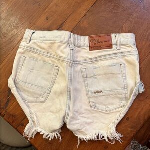 One Teaspoon Faded Blue Ripped Denim Shorts